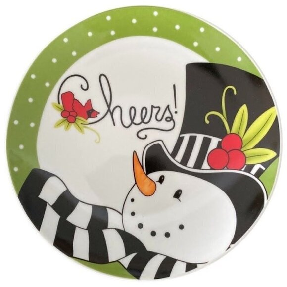 2015 Fitz and Floyd Frosty's Frolic 6" Snowman Dessert/Snack Plates - Set of 4 - Picture 3 of 4